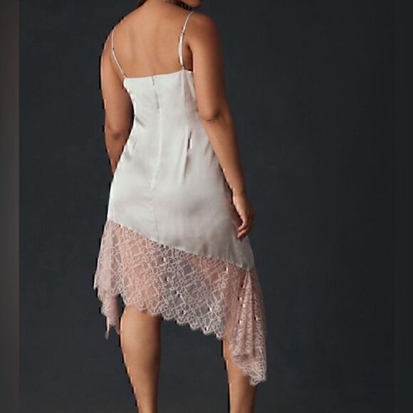 New! Anthropologie Lace-Trimmed Asymmetrical Midi Slip Dress 16 - Picture 6 of 13
